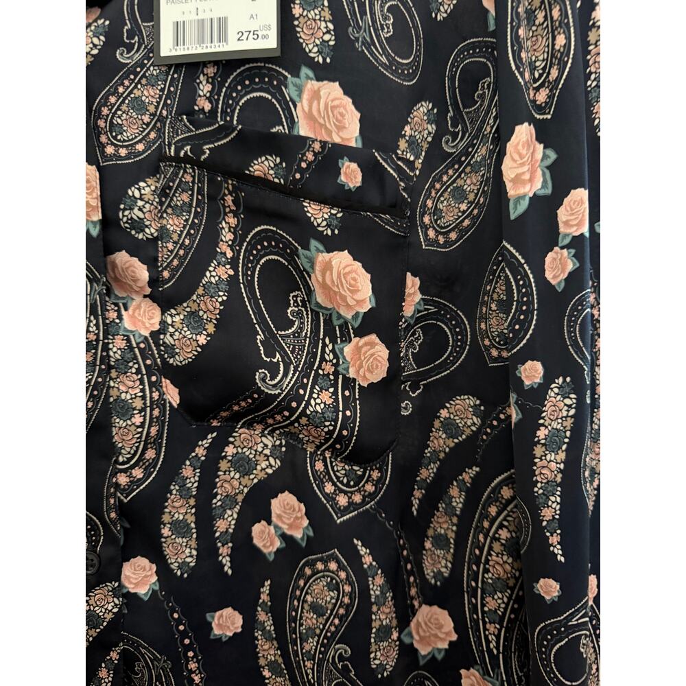 New the Kooples paisley flowers floral black blouse size 2 M - Picture 5 of 7